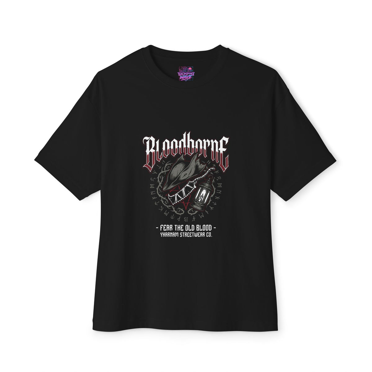 Bloodborne Fear the Old Blood Hunter Hat Saw Cleaver Crest Oversized T-Shirt