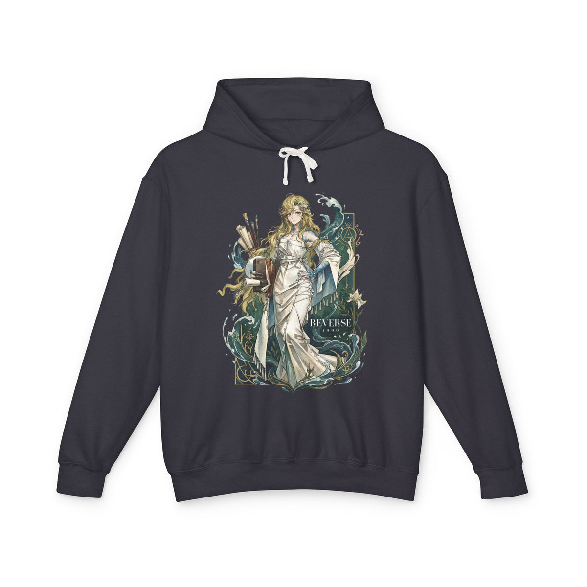 Reverse 1999 Vila White Gown Brushes and Scrolls Fan Art Hoodie