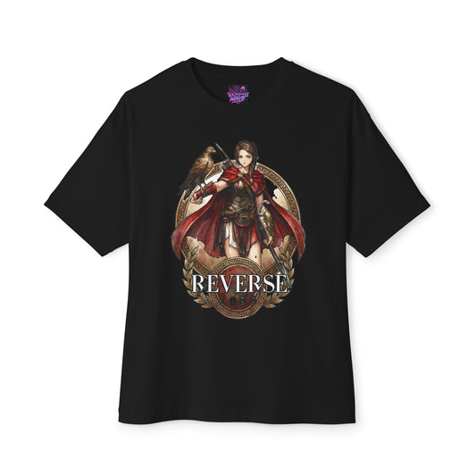 Reverse 1999 Kassandra Greek Key Medallion Fan Art Oversized T-Shirt