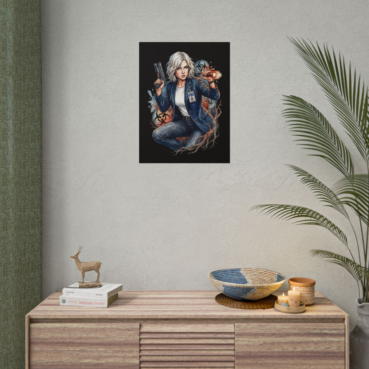 Resident Evil Requiem Grace Ashcroft Flashlight Pistol Crouch Poster