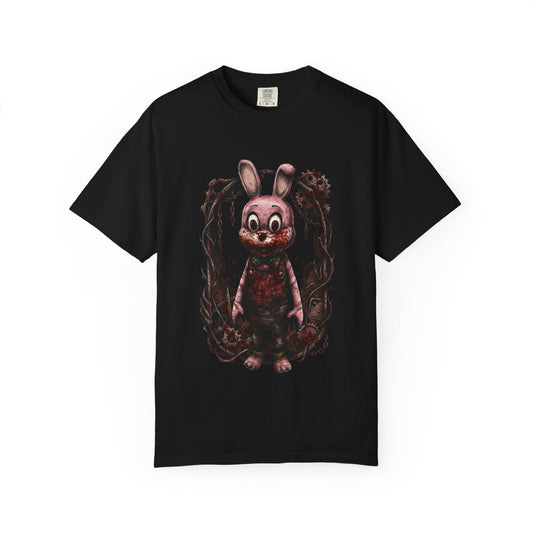 Robbie the Rabbit Silent Hill Fan Art – Creepy Pink Mascot Bloodied Mouth Design Premium T-Shirt