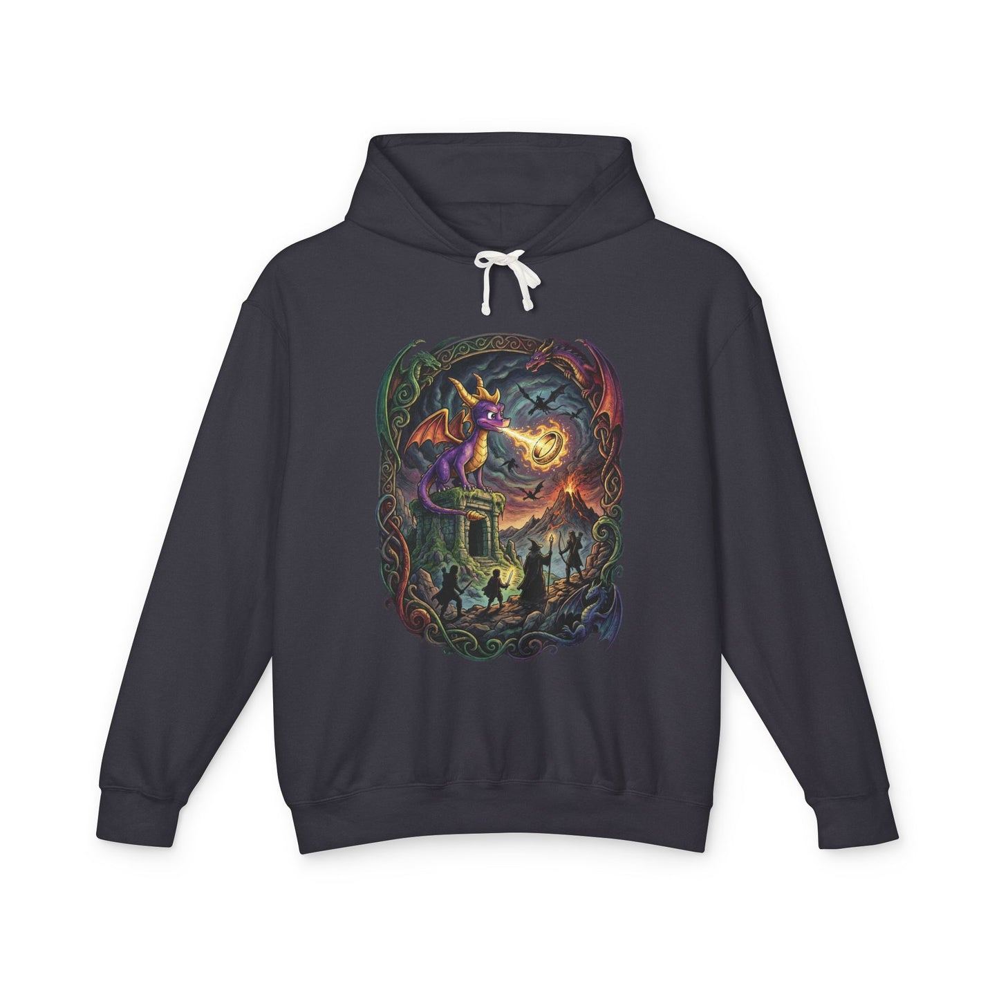 Spyro the Dragon Mischievous Hero – Wings Glide Fire Attack Pose Unisex Premium Hoodie
