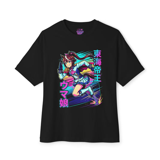 Umamusume Tokai Teio Teal Neon Kanji Fan Art Oversized T-Shirt