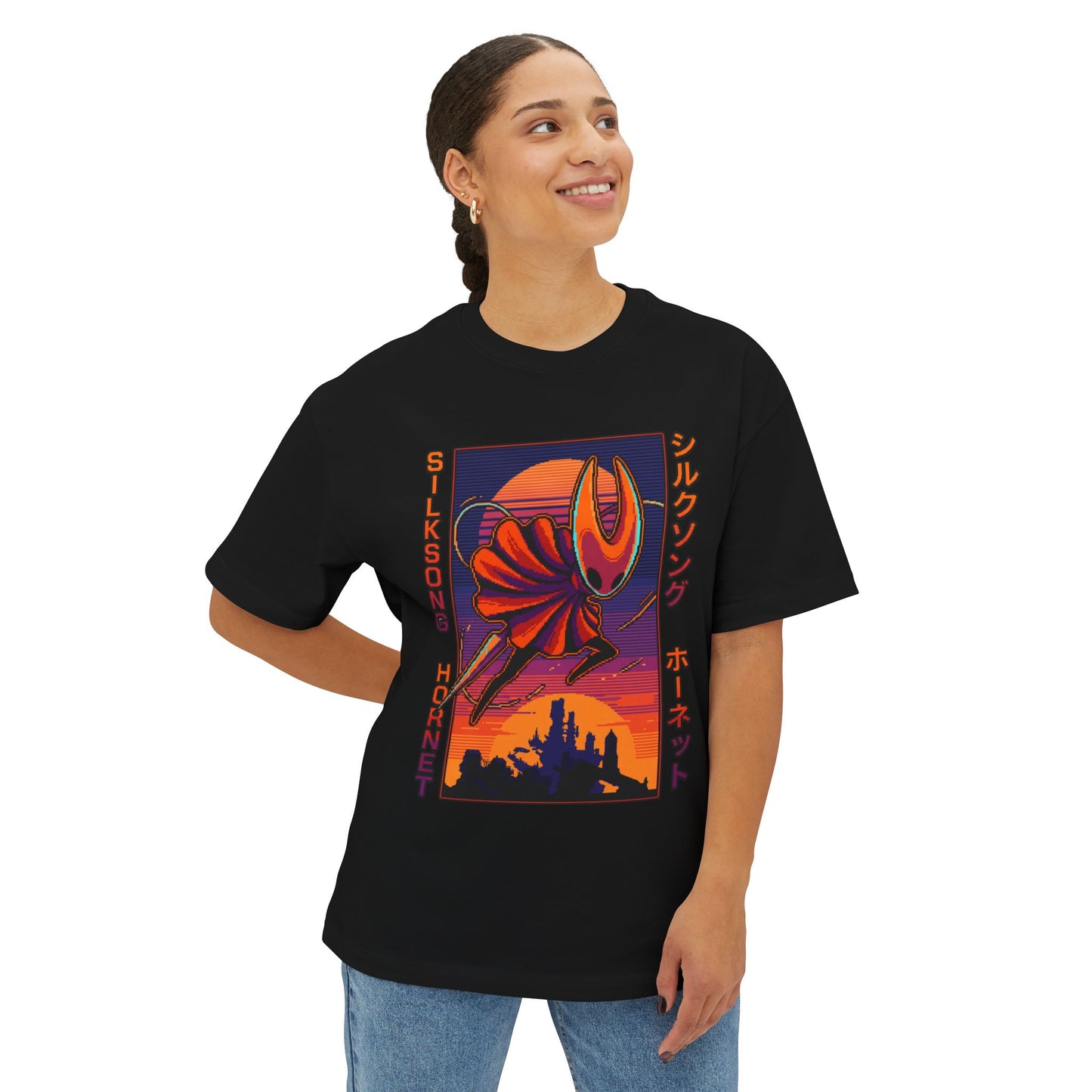 Hornet Silksong Vaporwave – Neon Needle Princess Premium Oversized Unisex T-Shirt