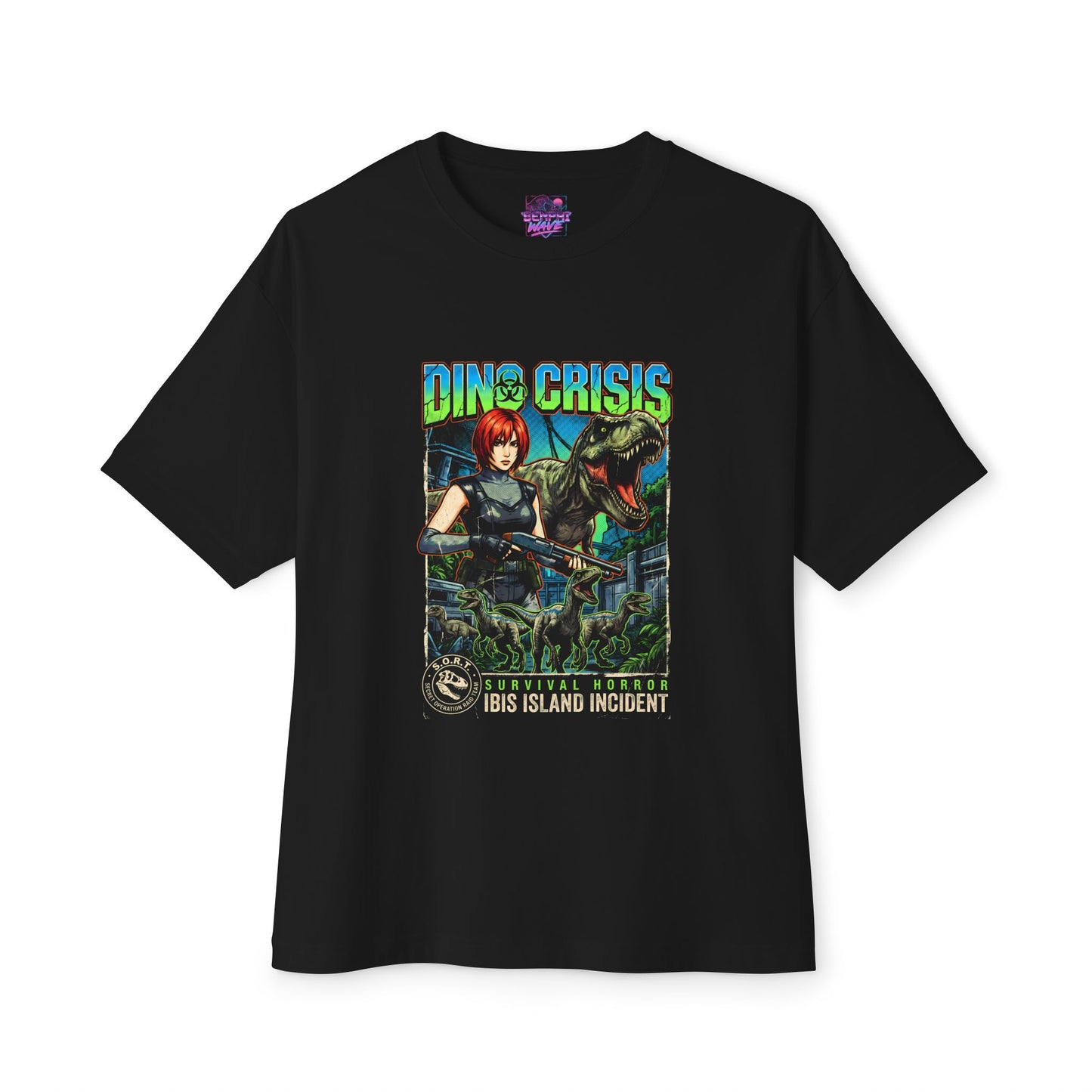 Dino Crisis 1999 Cover Art Velociraptor Claw Bloody Foot Portrait Premium Oversized Unisex T-Shirt