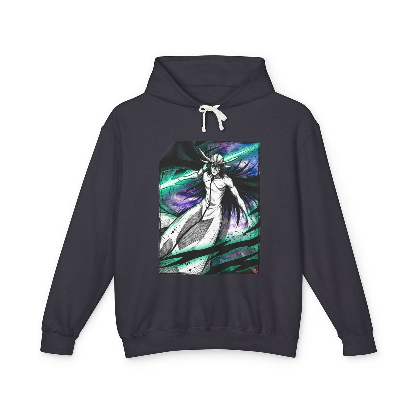Ulquiorra Anime Arrancar Nihilist Fan Design – Teal Tear Lines Broken Helmet Fragments Unisex Premium Hoodie
