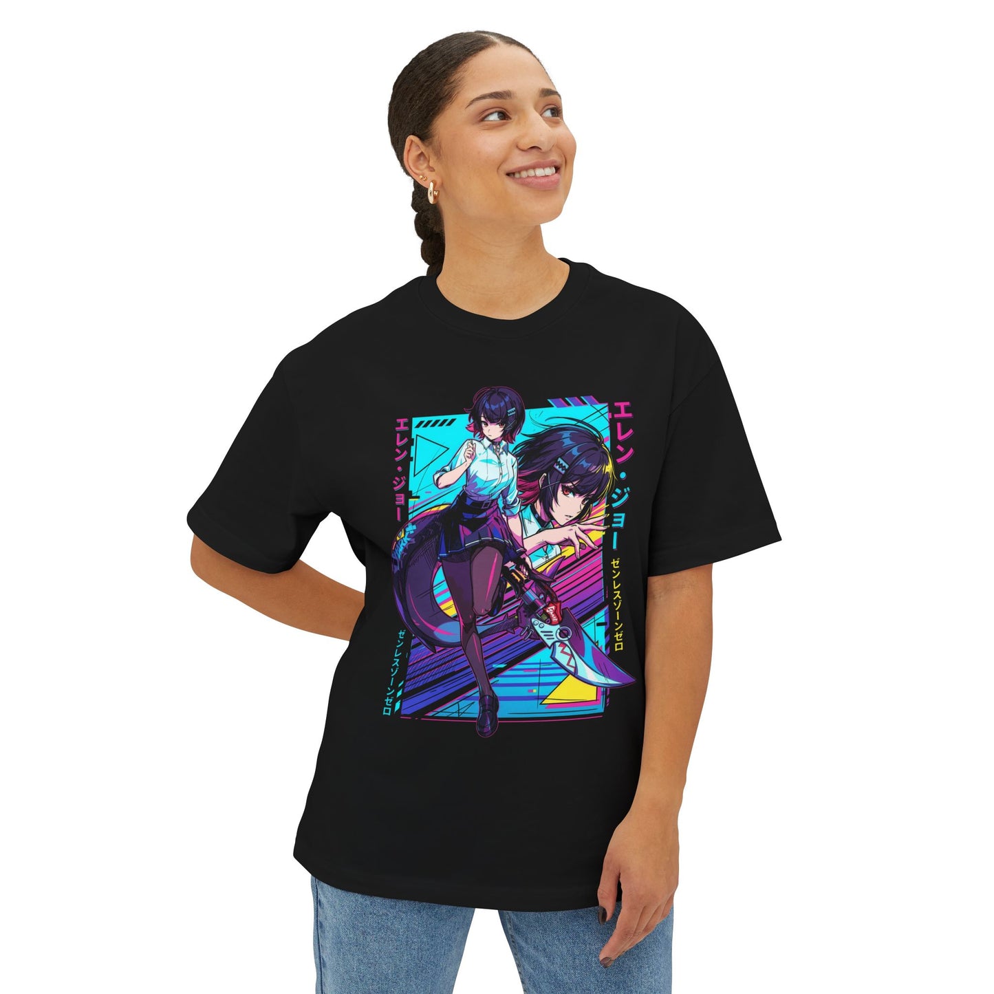 Zenless Zone Zero Ellen Joe Retro Synthwave Maid Premium Oversized Unisex T-Shirt