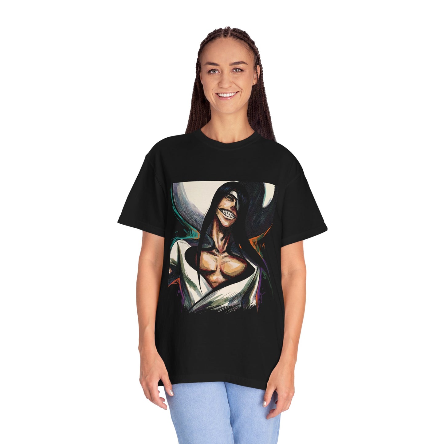 Noitora Tall Lanky Arrancar Warrior Fan Art – Eyepatch Smug Grin Black Hair Design Premium T-Shirt