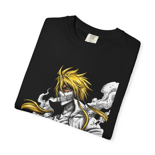 Blonde Arrancar Warrior Fan Art – Aqua Eyes Shark Theme Design Premium T-Shirt