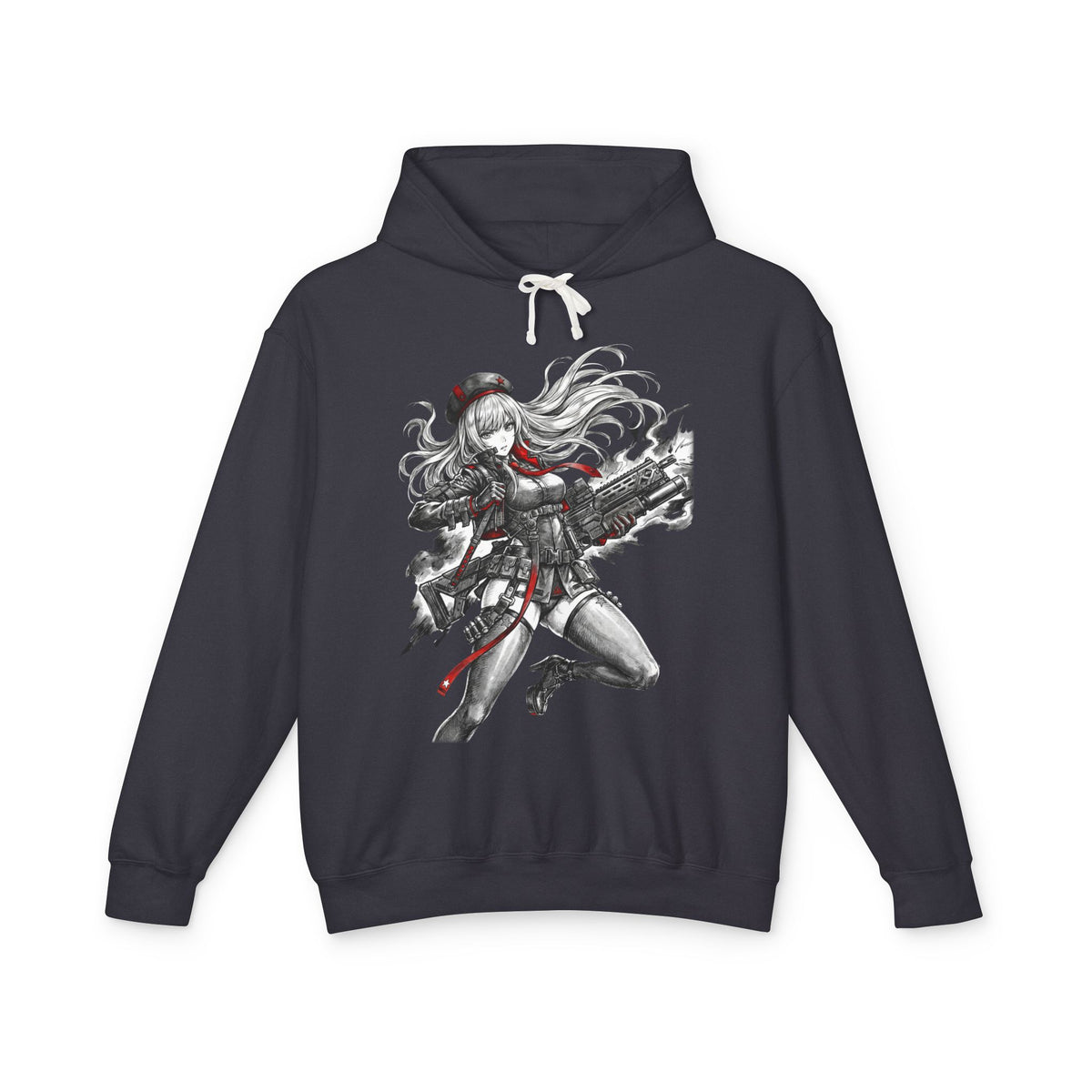 Nikke Rapi Monochrome Ink Sketch Fan Art Hoodie