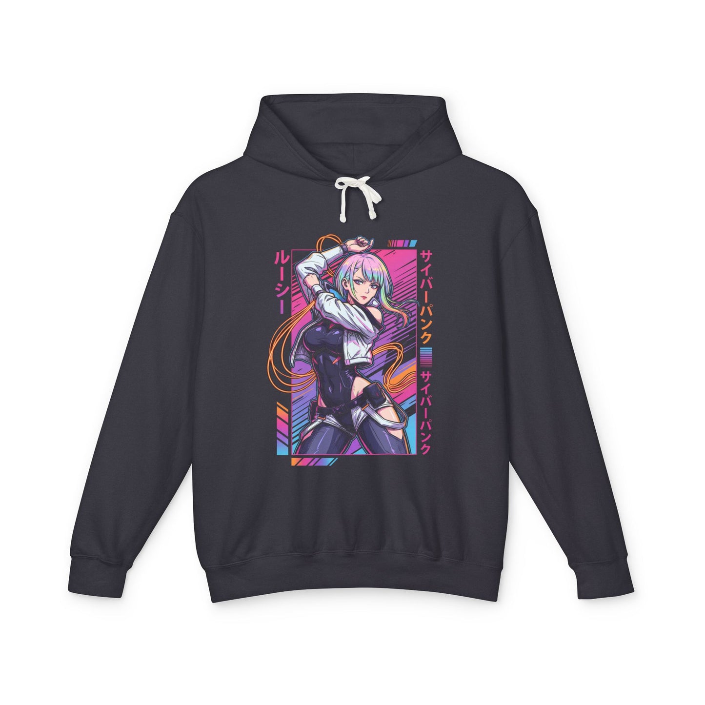 Cyberpunk Edgerunners Lucy Split Bob Hair Pastel Gradient Portrait Unisex Premium Hoodie