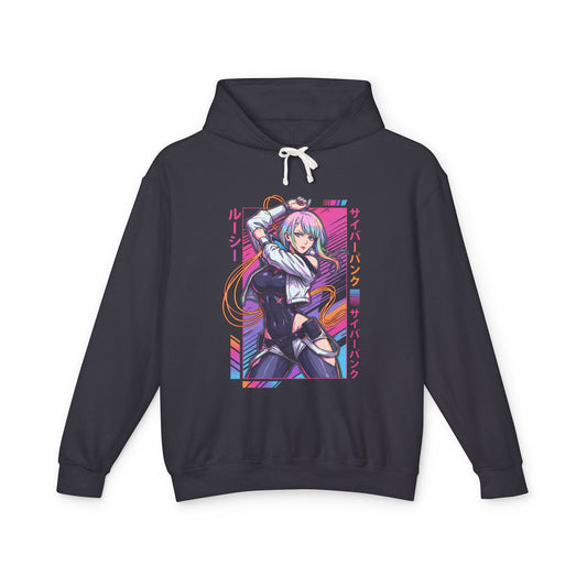 Cyberpunk Edgerunners Lucy Split Bob Hair Pastel Gradient Portrait Unisex Premium Hoodie