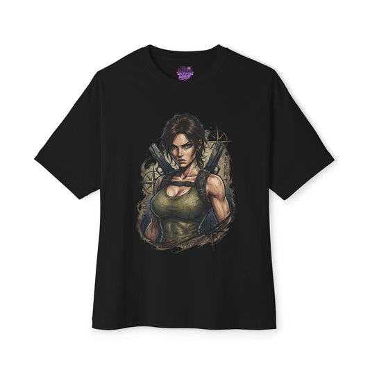 Lara Croft Tomb Raider – Classic Dual Pistols Archaeologist Gamer Oversized T-Shirt