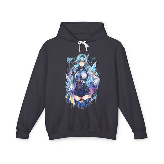 Eula Lawrence Genshin Vaporwave Retro 80s Pink Teal Portrait Unisex Premium Hoodie