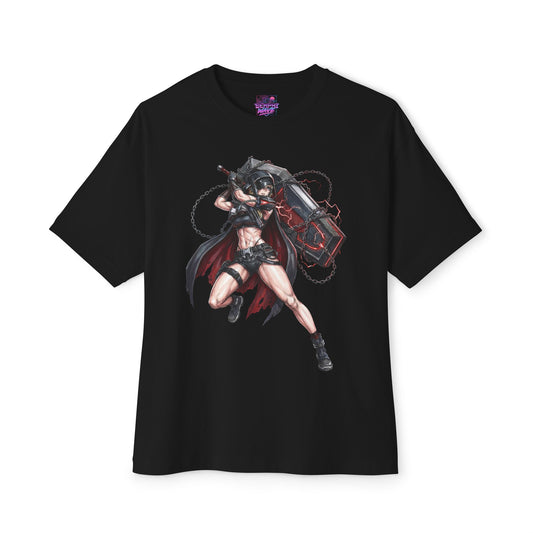 Nikke Grave Coffin Red Lightning Fan Art Oversized T-Shirt
