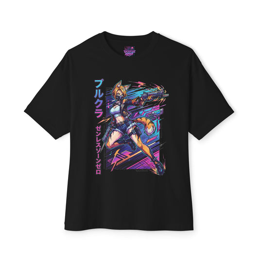 Zenless Zone Zero Pulchra Neon Katakana Gunfire Fan Art Oversized T-Shirt