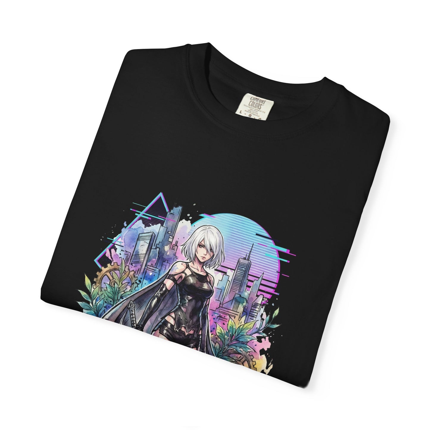A2 NieR Automata Long Silver White Hair Damaged Skin Portrait Premium T-Shirt