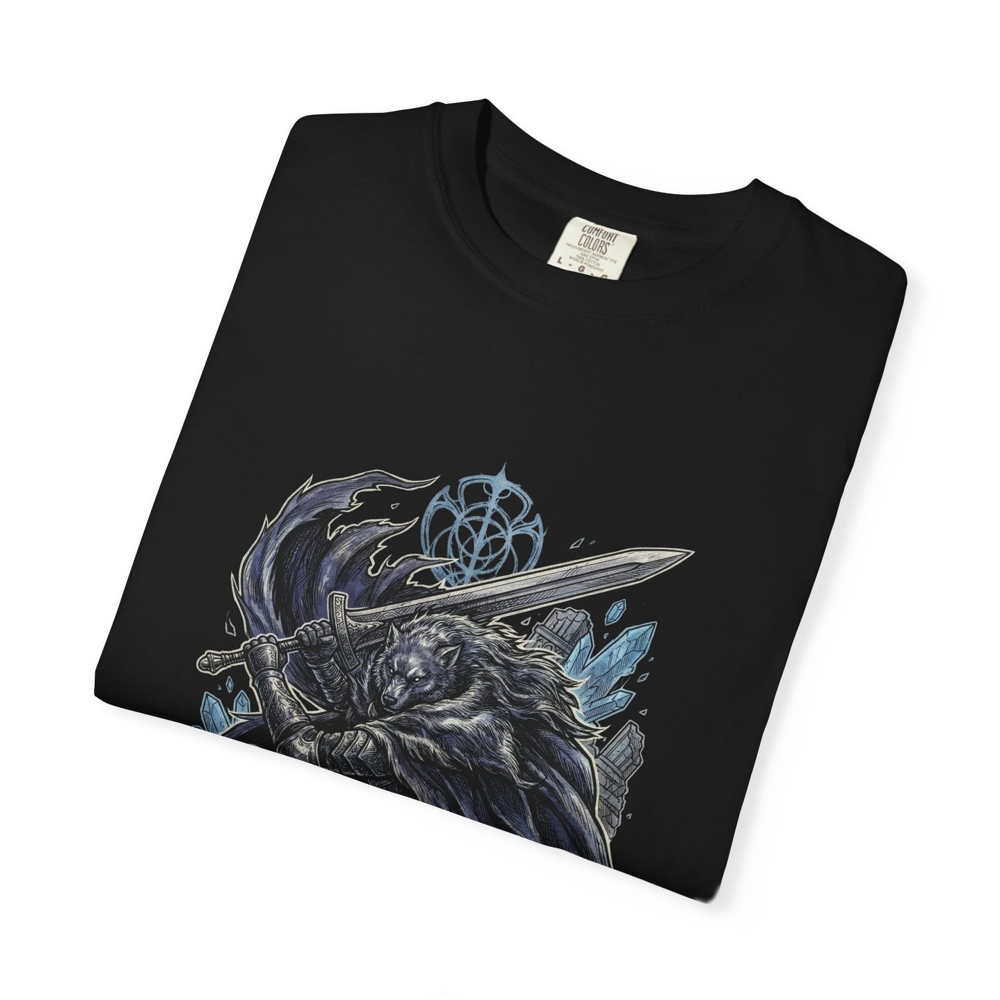 Half Wolf Blaidd Epic Fantasy Knight Design Premium T-Shirt