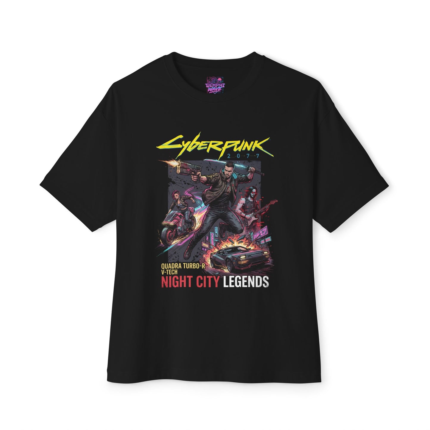 Cyberpunk 2077 Night City Neon Skyline Aesthetic Design Premium Oversized Unisex T-Shirt