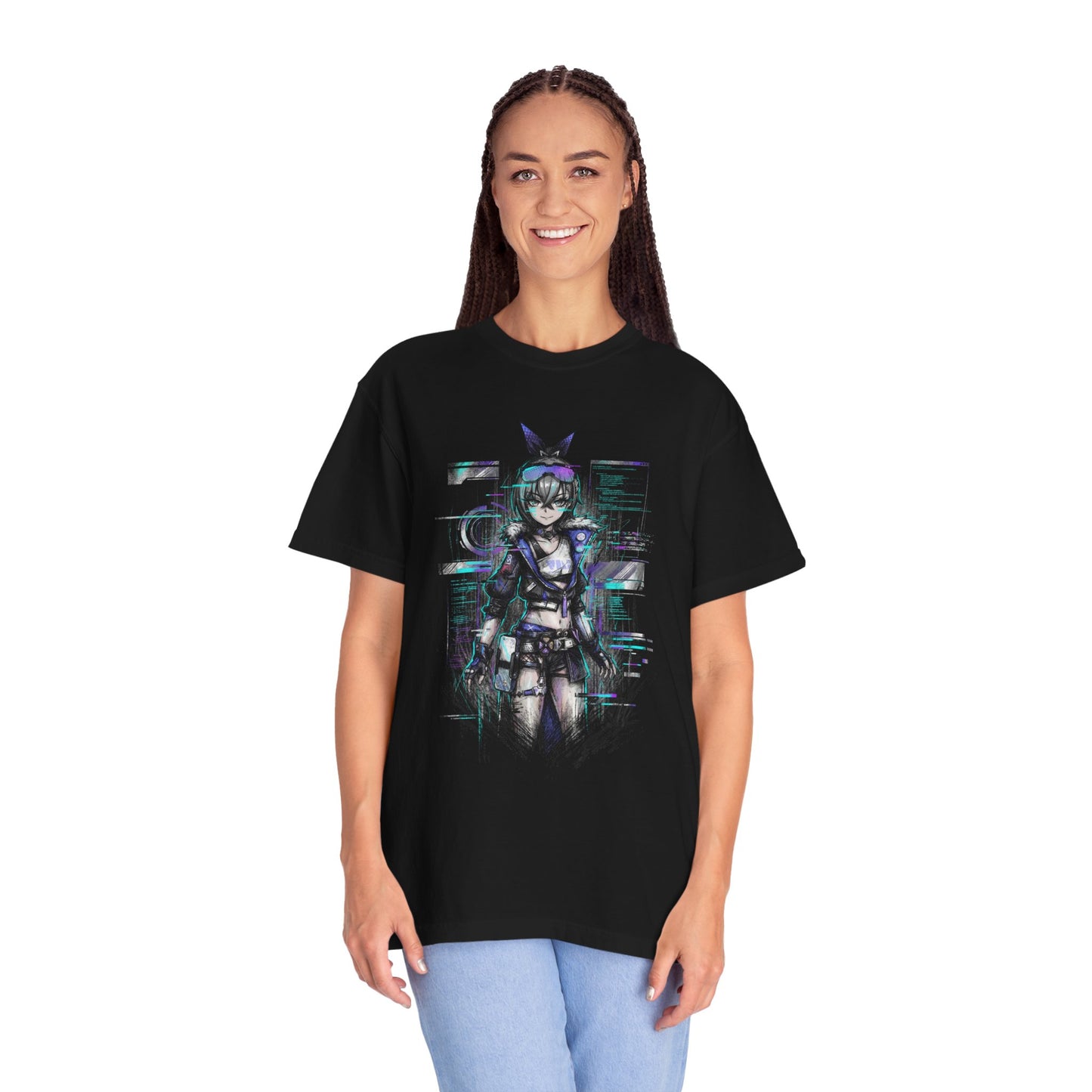 Silver Wolf HSR Silver Hair Purple Tips Headset Lollipop Portrait Premium T-Shirt