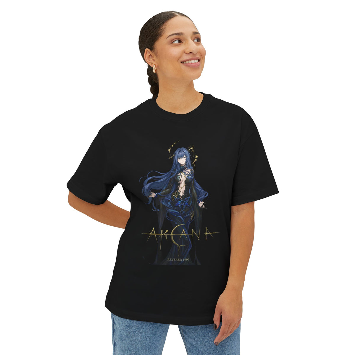 Reverse 1999 Arcana Gold Lettering Night Gown Fan Art Oversized T-Shirt