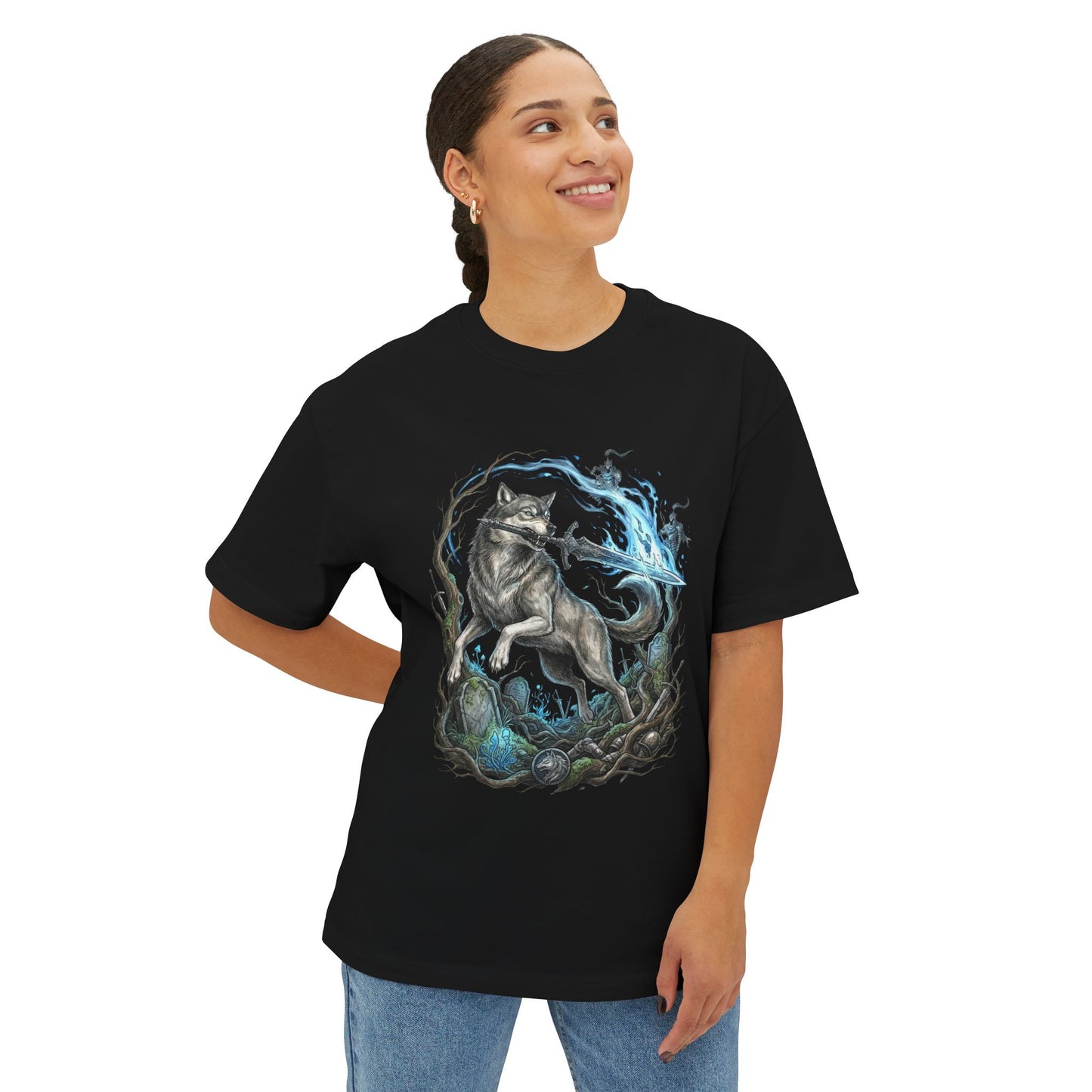 Great Grey Wolf Sif Majestic Wolf Knight Premium Oversized Unisex T-Shirt