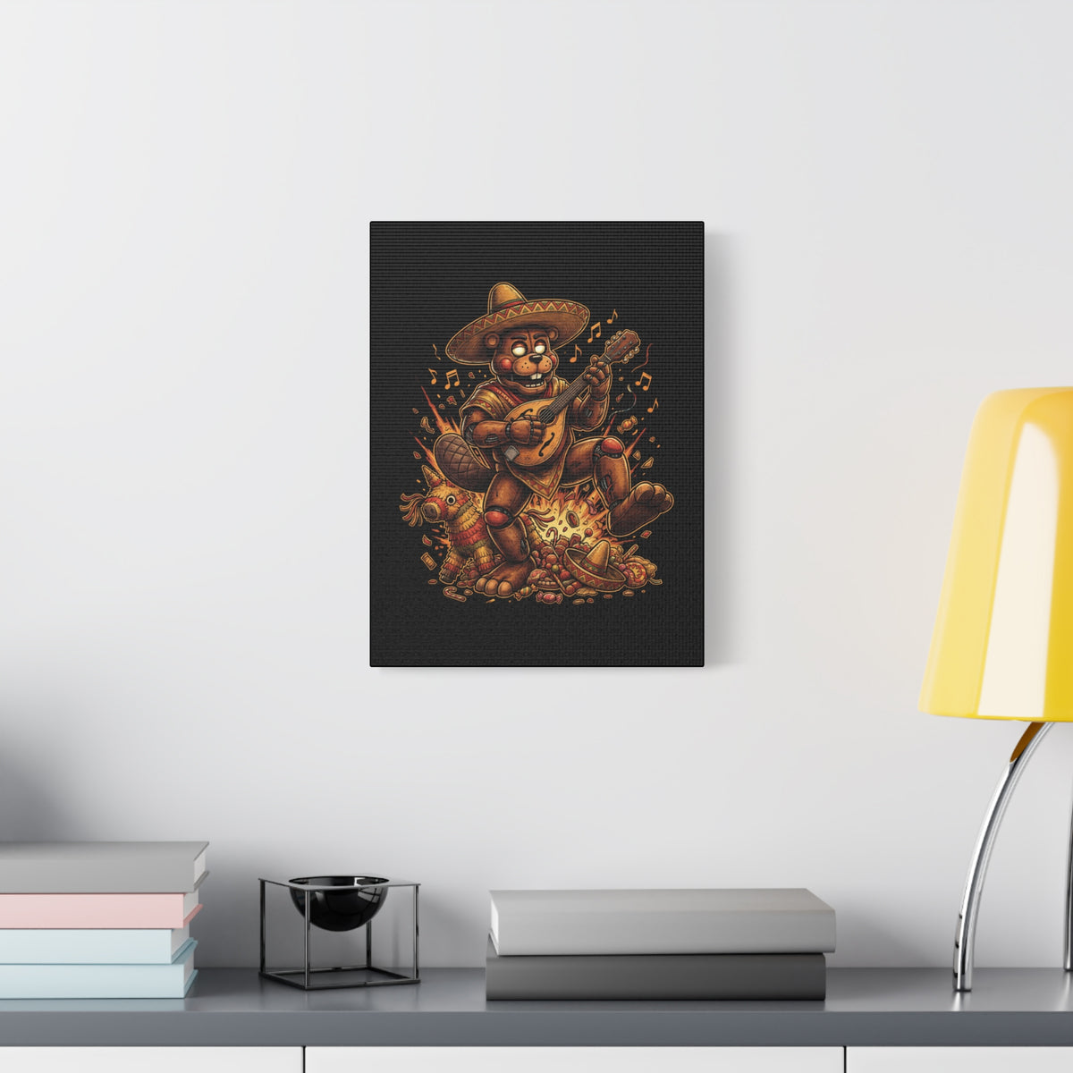 FNAF El Chip Beaver Sombrero Mandolin Fiesta Fan Art Canvas Print